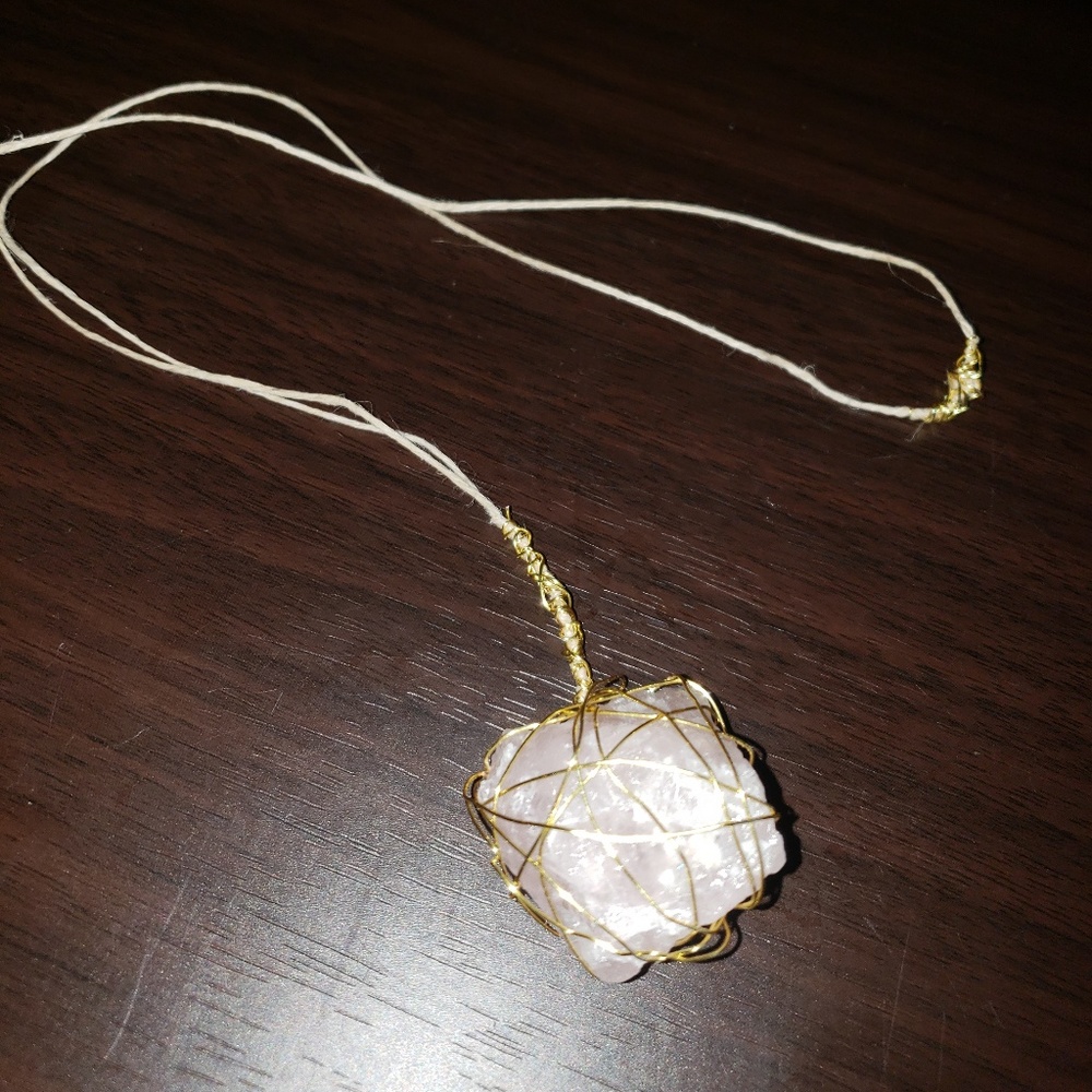 Handmade Raw Rose Quartz Necklace